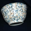 Large Antique Redwing Spongeware Bowl Mixing Bowl, Panel, Stoneware Bowl