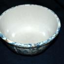 Large Antique Redwing Spongeware Bowl Mixing Bowl, Panel, Stoneware Bowl