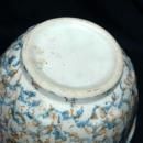 Large Antique Redwing Spongeware Bowl Mixing Bowl, Panel, Stoneware Bowl