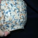 Large Antique Redwing Spongeware Bowl Mixing Bowl, Panel, Stoneware Bowl