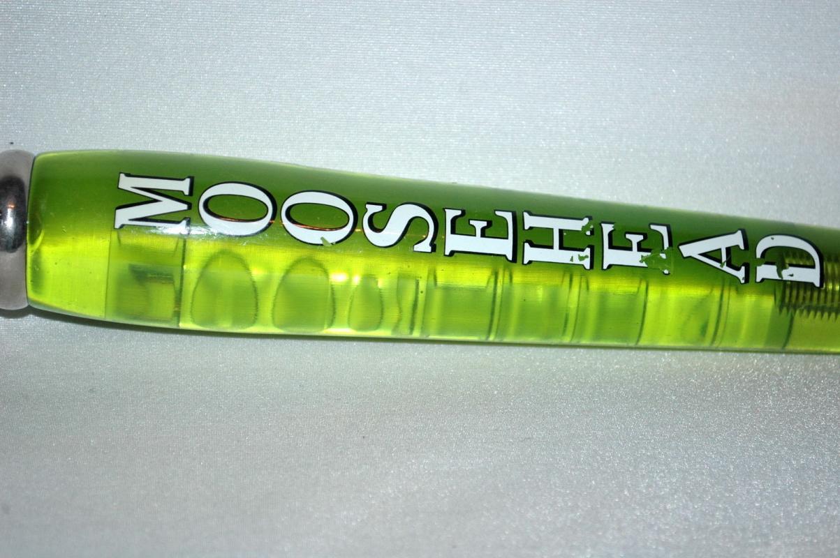 Moosehead Acrylic Beer Tap Handle, Moosehead Beer of Canada Green Translucent
