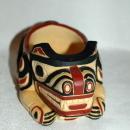 BOMA SPIRIT BEAR HOLDING ANOTHER FACE TRINKET HOLDER CARVED AND HAND PAINTED FROM CANADA'S FIRST NATION PEOPLE OR INTUITS