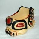 BOMA SPIRIT BEAR HOLDING ANOTHER FACE TRINKET HOLDER CARVED AND HAND PAINTED FROM CANADA'S FIRST NATION PEOPLE OR INTUITS