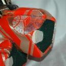 Doll of Kabuki Theatre actor as White Lion with one knee raised