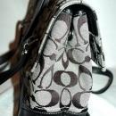 COACH - SIGNATURE STRIPE PURSE HANDBAG - BLACK AND GRAY