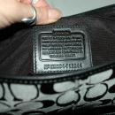 COACH - SIGNATURE STRIPE PURSE HANDBAG - BLACK AND GRAY