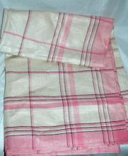 Linen Table Cloth Pink, Cream and Black Plaid