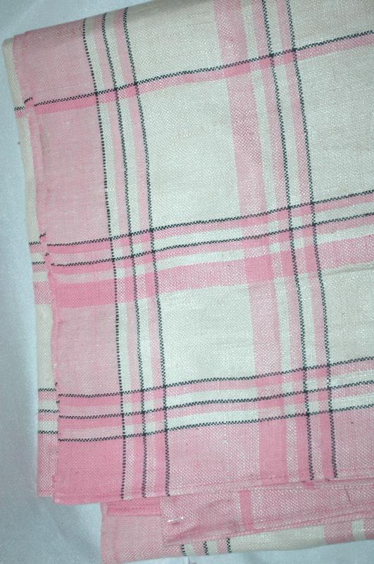 Linen Table Cloth Pink, Cream and Black Plaid