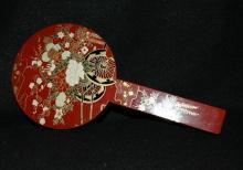 Asian Lacquer-Ware Vanity Hand Mirror Set (2 nesting mirrors)