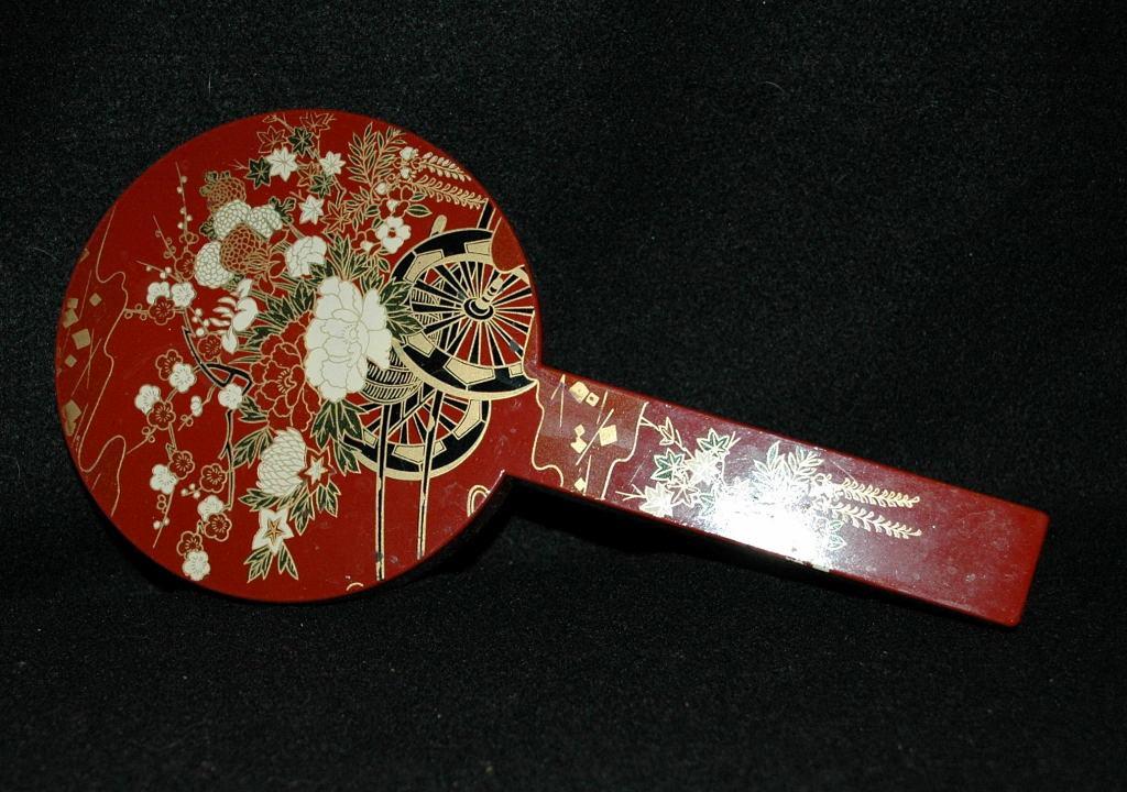 Asian Lacquer-Ware Vanity Hand Mirror Set (2 nesting mirrors)