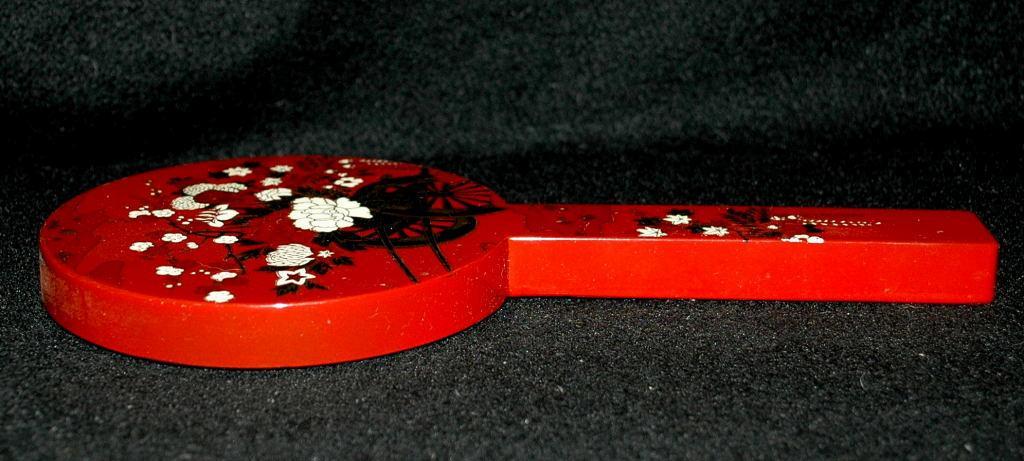 Asian Lacquer-Ware Vanity Hand Mirror Set (2 nesting mirrors)