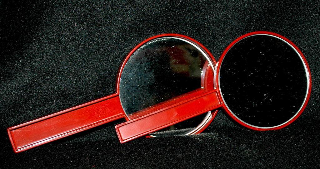 Asian Lacquer-Ware Vanity Hand Mirror Set (2 nesting mirrors)