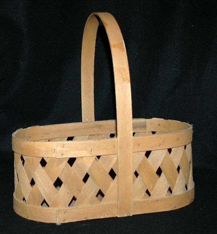 Vintage Splint Oak, Bent Wood Basket
