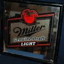 MILLER GOLD FILTERED GENUINE DRAFT LIGHT GLASS BAR MIRROR