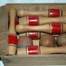 Milton Bradley Co. Ten Pins Wooden Miniature Bowling Game Complete in Box