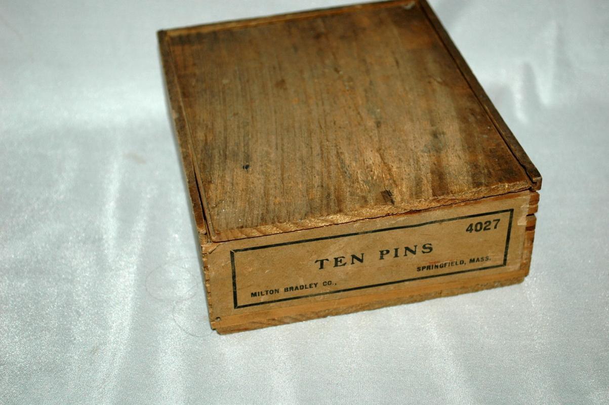 Milton Bradley Co. Ten Pins Wooden Miniature Bowling Game Complete in Box