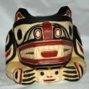 BOMA SPIRIT BEAR HOLDING ANOTHER FACE TRINKET HOLDER CARVED AND HAND PAINTED FROM CANADA'S FIRST NATION PEOPLE OR INTUITS