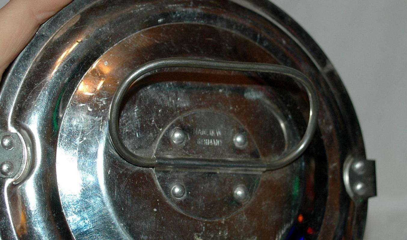 Old W. German Tin Steam Pudding Baking Mold with Clamp Down Lid