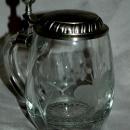 Etched Crystal German Beer Mug Stein marked 92% BMF-ZINN West Germany