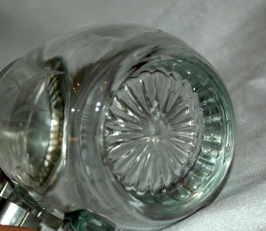 Etched Crystal German Beer Mug Stein marked 92% BMF-ZINN West Germany