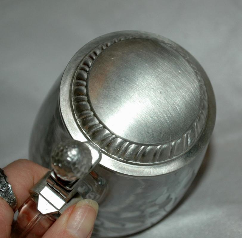 Etched Crystal German Beer Mug Stein marked 92% BMF-ZINN West Germany