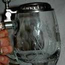 Etched Crystal German Beer Mug Stein marked 92% BMF-ZINN West Germany