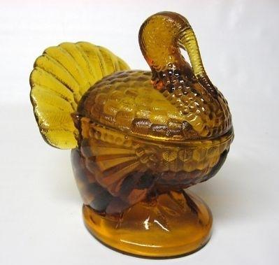 L.E. Smith dark amber turkey covered dish