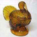 L.E. Smith dark amber turkey covered dish