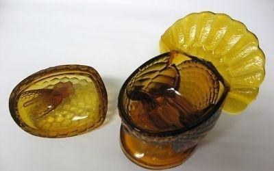 L.E. Smith dark amber turkey covered dish