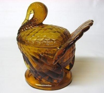 L.E. Smith dark amber turkey covered dish