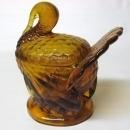 L.E. Smith dark amber turkey covered dish