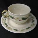Belleek Christmas Holly Pattern Cup & Saucer - Ireland