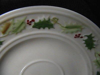 Belleek Christmas Holly Pattern Cup & Saucer - Ireland