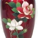 Japanese Ginbari Cloisonne Ando Sato Pigeon Blood Roses Vase