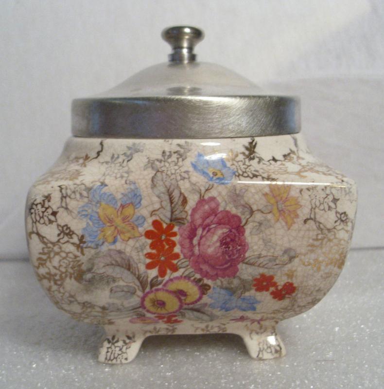 Sandland Ware Lancaster & Sandland L.T.D. Hanely England Lidded Jam or Sugar Bowl Chintz Rose