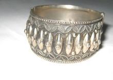 Antique Florence Italy Silver Hinged Cuff Bracelet.