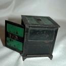 Antique Cast Iron Safe Style Coin Bank Key Operated with Hinged Door