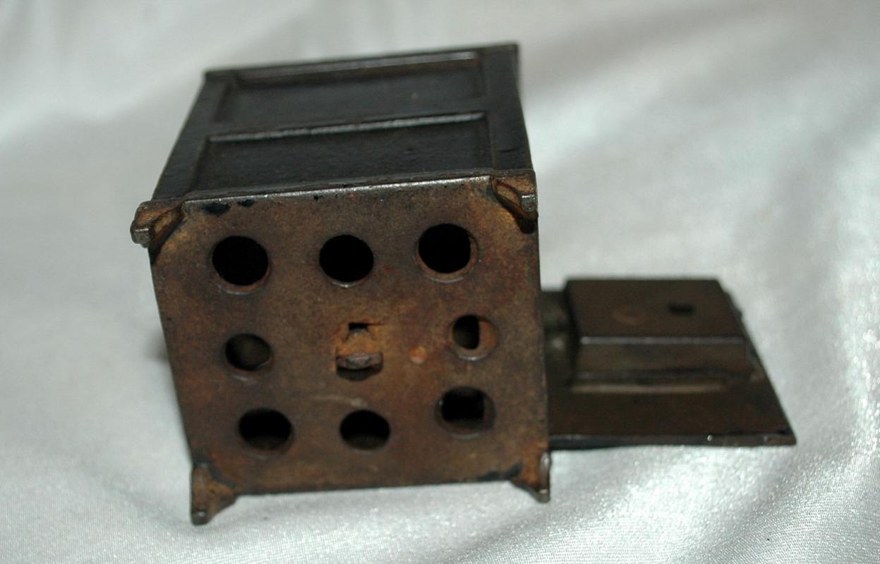 Antique Cast Iron Safe Style Coin Bank Key Operated with Hinged Door