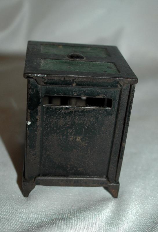 Antique Cast Iron Safe Style Coin Bank Key Operated with Hinged Door