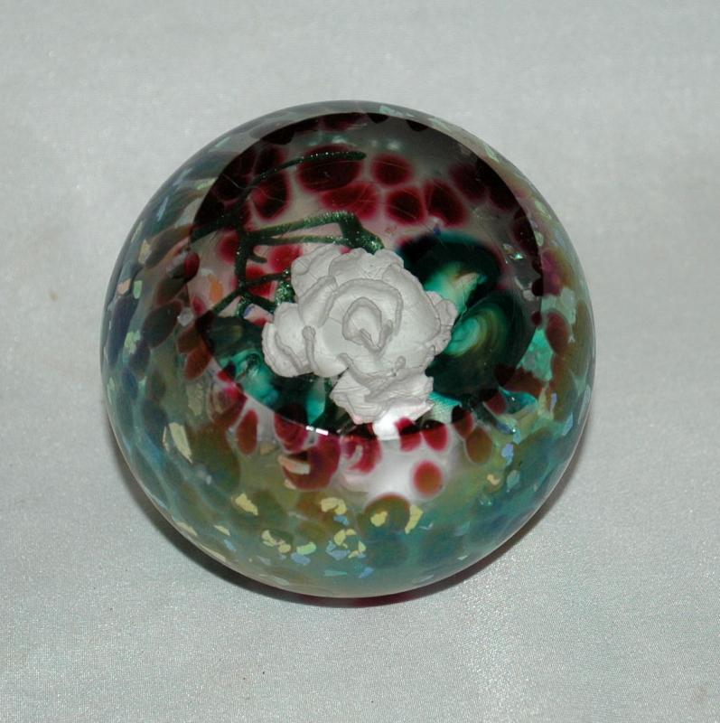 Dichroic Glass Rose Paperweight