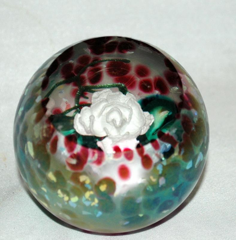 Dichroic Glass Rose Paperweight