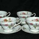 Aladin Occupied Japan Rose Pattern Tea Cup & Saucers 4 Sets Fine China