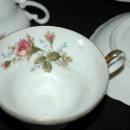 Aladin Occupied Japan Rose Pattern Tea Cup & Saucers 4 Sets Fine China