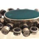 Huge Irish Celtic Sterling Silver , Garnet, Green Agate Medallion Pendant