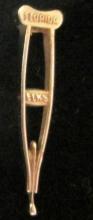 10K Gold Elks Lodge, B.P.O.E. small Crutch Tie Tac or Pin
