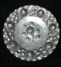 Hand Hammered Silver Metal Deep Repousse Artichokes Decorative Wall Plate