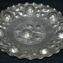 Hand Hammered Silver Metal Deep Repousse Artichokes Decorative Wall Plate