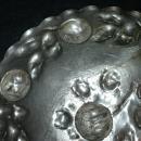 Hand Hammered Silver Metal Deep Repousse Artichokes Decorative Wall Plate