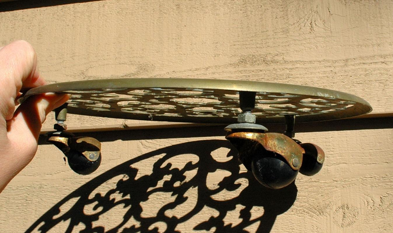 Solid Brass Planter Stand Caddy on Castors