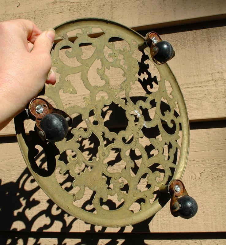 Solid Brass Planter Stand Caddy on Castors